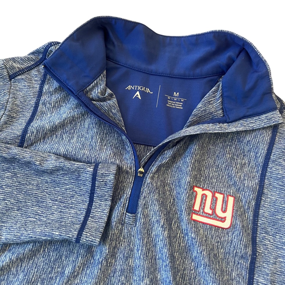 New York Giants Antigua Blue Quarter Zip Pullover Long Sleeve NFL Shirt Men's M